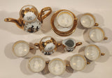 Antique Victorian 24K Gold Porcelain Tea Pot Sugar Bowl Creamer and 8 Tea Cup Saucer Set