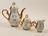 Antique Victorian 24K Gold Porcelain Tea Pot Sugar Bowl Creamer and 8 Tea Cup Saucer Set