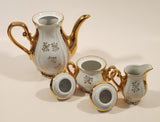 Antique Victorian 24K Gold Porcelain Tea Pot Sugar Bowl Creamer and 8 Tea Cup Saucer Set