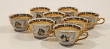 Antique Victorian 24K Gold Porcelain Tea Pot Sugar Bowl Creamer and 8 Tea Cup Saucer Set