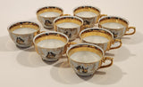 Antique Victorian 24K Gold Porcelain Tea Pot Sugar Bowl Creamer and 8 Tea Cup Saucer Set
