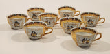 Antique Victorian 24K Gold Porcelain Tea Pot Sugar Bowl Creamer and 8 Tea Cup Saucer Set