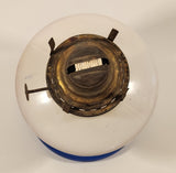 Antique Queen Ann Home Sweet Home Red Flower Decor Milk Glass and Blue Glass 18" Tall Oil Lamp