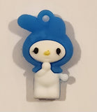 Sanrio My Melody Blue 1 1/4" Tall Rubber Toy Figure Keychain Charm