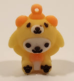 Sanrio Hello Kitty Pompompurin Orange Bow 1 1/4" Tall Rubber Toy Figure Keychain Charm
