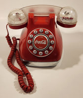 2001 Coca Cola Red Polar Bear Snow Globe Snow Dome Light Up Telephone