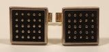 Vintage Black Studded Grid Square Shaped Silver Tone Cufflinks