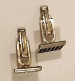 Vintage Black Studded Grid Square Shaped Silver Tone Cufflinks