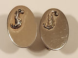 Vintage Leaf Design Oval Shaped Gold Tone Cufflinks