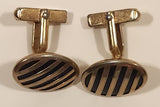 Vintage Swank Blue Gem Striped Silver Tone Cufflinks