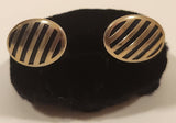 Vintage Swank Blue Gem Striped Silver Tone Cufflinks
