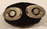 Vintage Eye Shaped Silver Tone Cufflinks