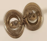 Vintage Eye Shaped Silver Tone Cufflinks
