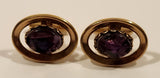 Vintage Purple Amethyst Lucite Oval Shaped Gold Tone Cufflinks