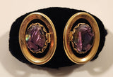 Vintage Purple Amethyst Lucite Oval Shaped Gold Tone Cufflinks