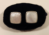 Vintage Woolno Mother of Pearl Square Silver Tone Cufflinks