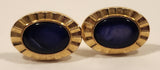 Vintage Blue Swirl Gemstone Gold Tone Cufflinks
