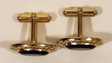 Vintage Blue Swirl Gemstone Gold Tone Cufflinks