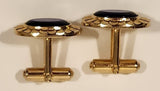 Vintage Blue Swirl Gemstone Gold Tone Cufflinks