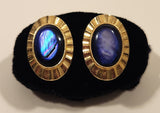 Vintage Blue Swirl Gemstone Gold Tone Cufflinks
