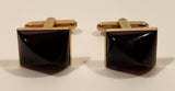 Vintage Hickok U.S.A. Red Ruby Lucite Rectangular Shaped Gold Tone Cufflinks