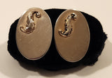 Vintage Leaf Design Oval Shaped Gold Tone Cufflinks