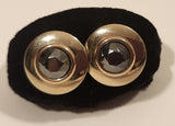 Vintage Black Stone Silver Tone Cufflinks