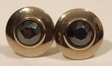 Vintage Black Stone Silver Tone Cufflinks