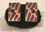 Vintage Red Sparkling Enamel Silver Tone Cufflinks