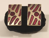 Vintage Red Sparkling Enamel Silver Tone Cufflinks