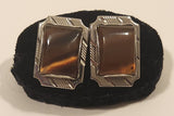 Vintage Tigers Eye Silver Tone Cufflinks