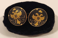Vintage Gold Double Headed Eagle Black Gold Tone Cufflinks