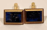 Vintage Blue Black Cosmic Sparkling Night Sky Gold Tone Cufflinks