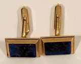 Vintage Blue Black Cosmic Sparkling Night Sky Gold Tone Cufflinks