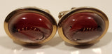 Vintage Anson Fly Fishing Red Fly Glass Gold Tone Cufflinks and Tie Clip Set