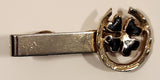 Vintage Horse Shoe with Black Enamel 4 Leaf Clover Gold Tone Tie Clip