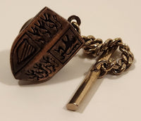 Vintage Coat of Arms Metal Tie Tack Pin with Chain
