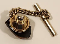 Vintage Coat of Arms Metal Tie Tack Pin with Chain