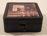 Vintage Arc de Triomphe Paris France Inlaid Ceramic Tile Wood Jewelry Trinket Box