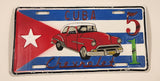 Rare Vintage Cuba 51 Chevrolet Bel Air Red Blue White Flag Embossed Heavy Metal Souvenir Vehicle License Plate Tag