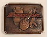 Vintage Century Canada Snap-On Tools Red Enamel Copper Tone Metal Belt Buckle