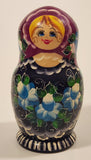 Vintage U.S.S.R Soviet Union Russian Purple Wooden Nesting Dolls Set of 5