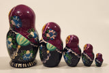 Vintage U.S.S.R Soviet Union Russian Purple Wooden Nesting Dolls Set of 5