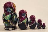 Vintage U.S.S.R Soviet Union Russian Purple Wooden Nesting Dolls Set of 5
