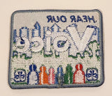 Girl Guides Hear Our Voice Fraser Skies Area Langley BC Embroidered Fabric Patch Badge