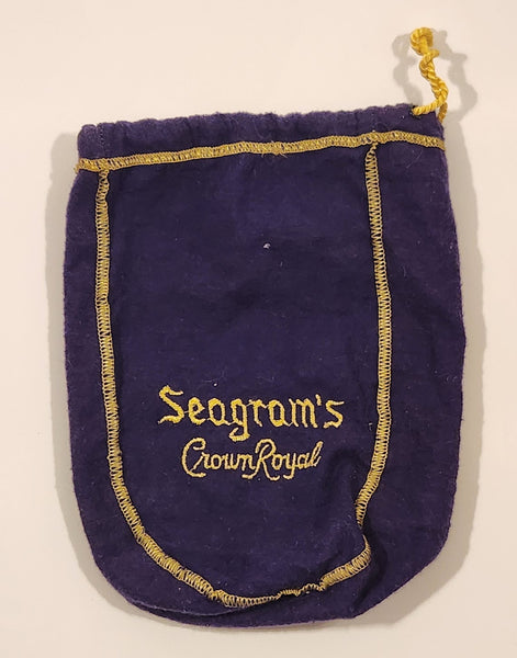 Vintage Seagram's Crown Royal Embroidered Purple Drawstring Bag Pouch