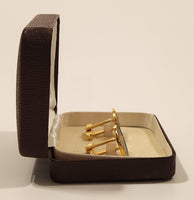 Vintage 1951 & 1972 Canada 1 Cent Penny Coin Blue Enamel Gold Plated Cufflinks In Case