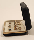 Vintage Formal Wear by John Forsyth Black Resin Square Gold Tone Cufflinks and Tie Tack Studs In Case