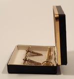 Vintage Hickok USA Spinning Moving Chuck Wagon Wheel Gold Tone Cufflinks and Tie Tack In Fran-Ital Case