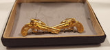 Rare Vintage ECCO Flintlock Dueling Pistol Guns Gold Tone Cufflinks In Case 1392R 1392L